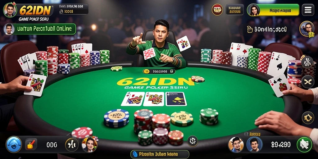 Gameplay Poker yang menarik di 62IDN, banyak fitur menarik.