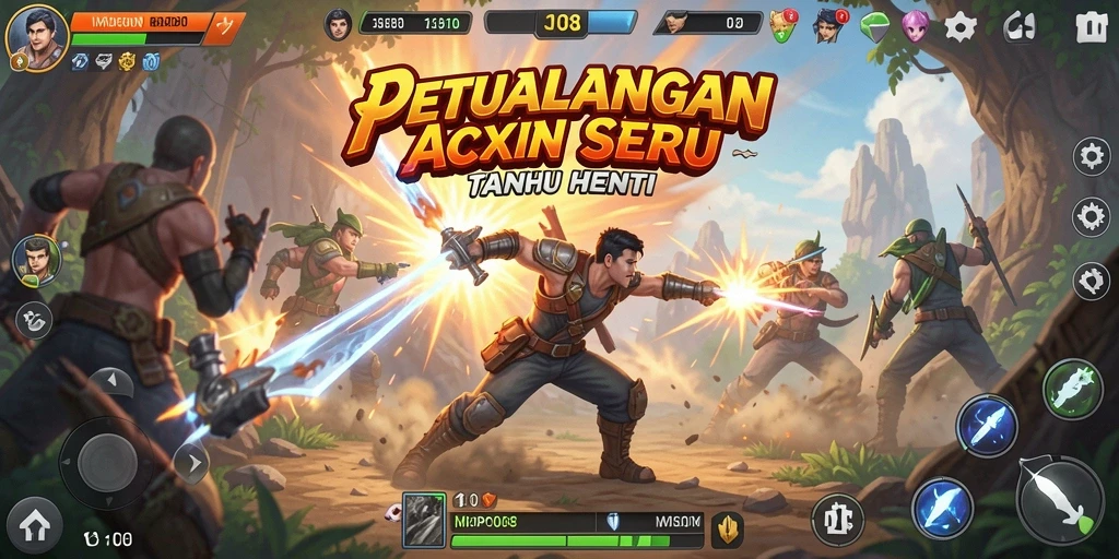 Tampilan dinamis dari gameplay MPO08 yang penuh aksi.