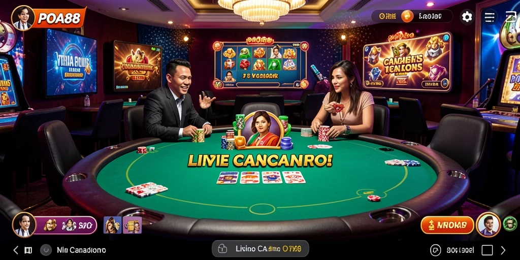 Tampilan permainan Live Casino di POA88 dengan dealer langsung yang profesional dan interaktif.