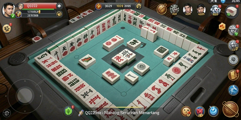 Tampilan gameplay menarik dari QQ222 yang menampilkan Mahjong klasik.